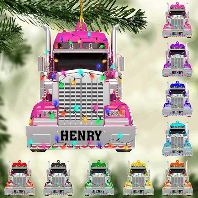 Personalized Semi Truck Christmas Decor - Truck Driver Ornament Gift L6