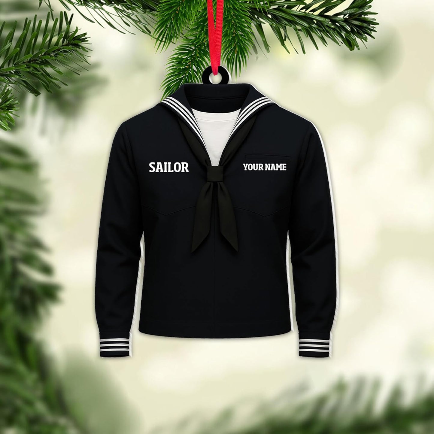 Personalized Sailor Ornament – Custom Captain Sailor Acrylic Ornament, Unique Sailing Glass Keepsake, Navy Captain Holiday Gift for Sailors TS13