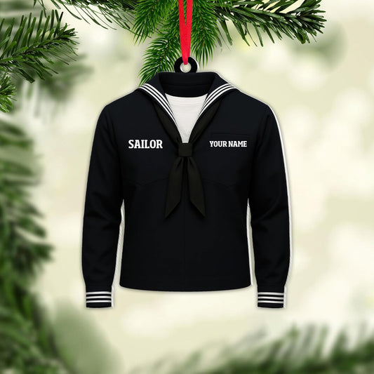 Personalized Sailor Ornament – Custom Captain Sailor Acrylic Ornament, Unique Sailing Glass Keepsake, Navy Captain Holiday Gift for Sailors TS13