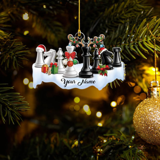 Personalized Name Chess Ornament Gift for Men Women Chess Team Player N01