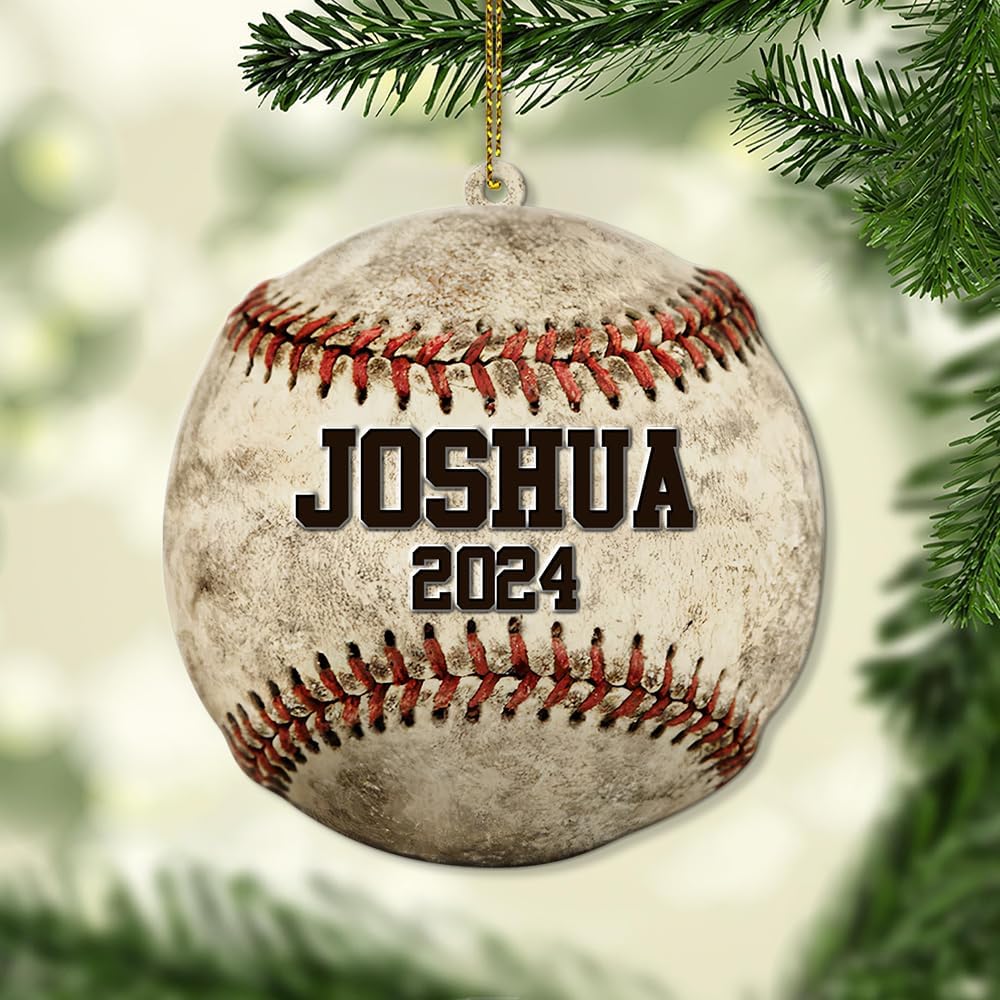 Personalized Baseball Christmas Ornament – Custom Name Acrylic Ornament, Sports Holiday Decoration, Baseball Player Gift TH5