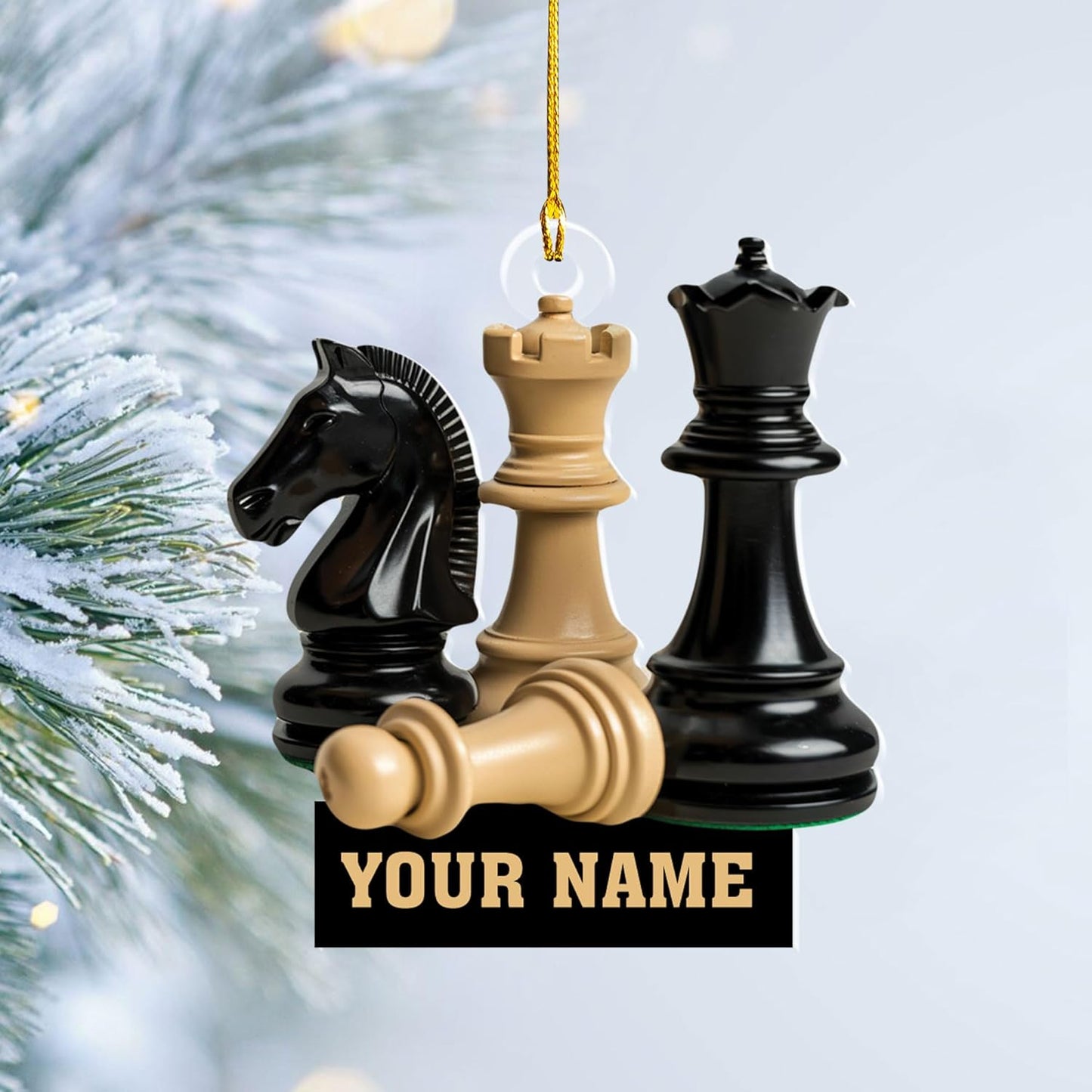 Personalized Name Chess Ornament Gift for Men Women Chess Team Player N25