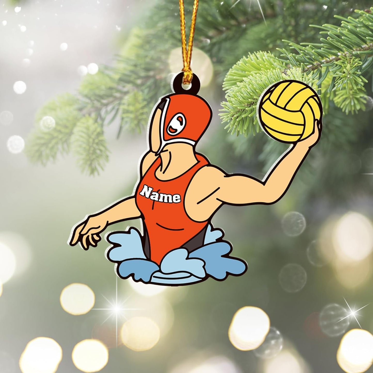 Custom Name Water Polo Christmas Ornament – Personalized Wayer Polo Ornament, Sport Holiday Tree Decoration TW7