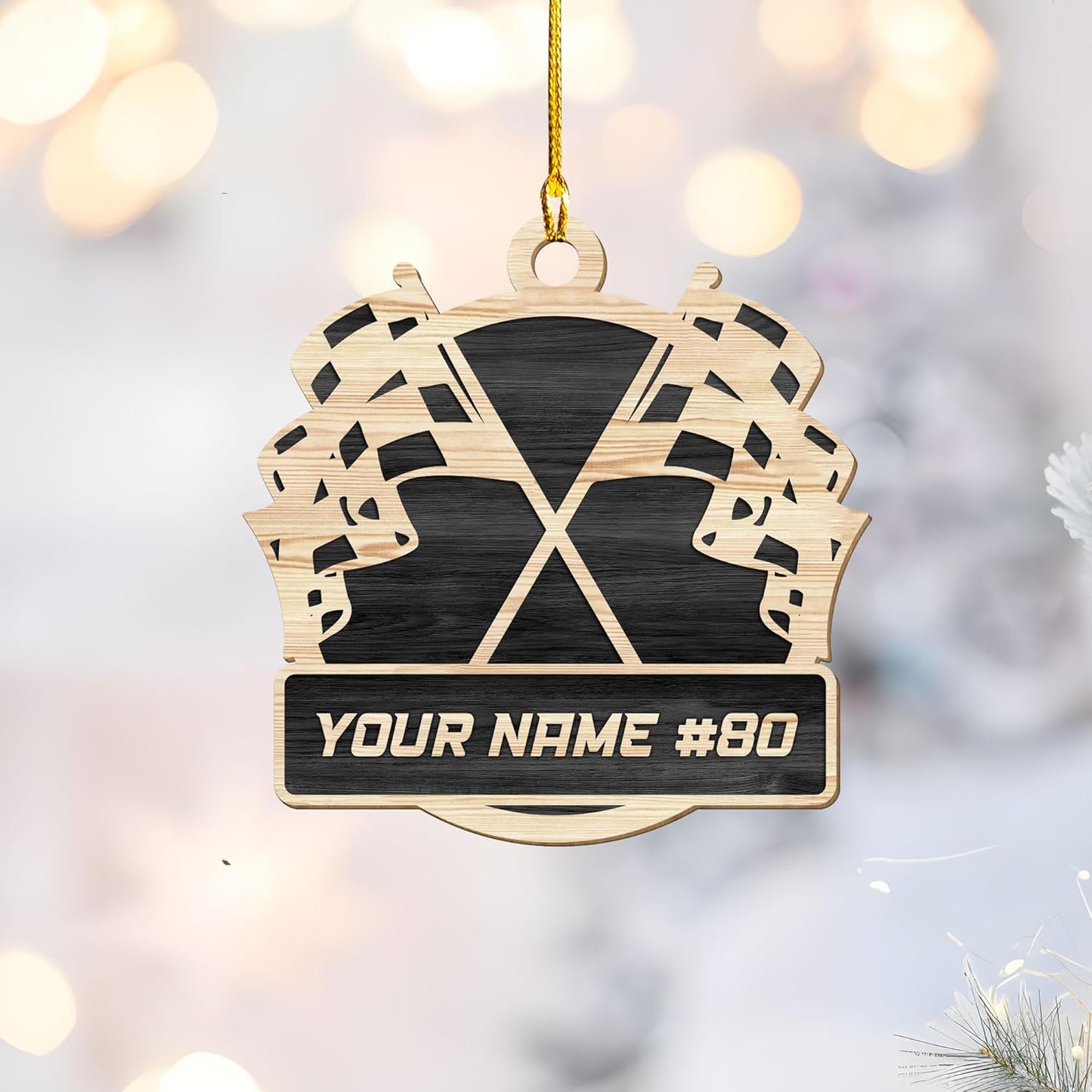 Personalized Racing Car Wood Ornament – Custom Name Race Car Christmas Decoration, Car Lover Gift TR13