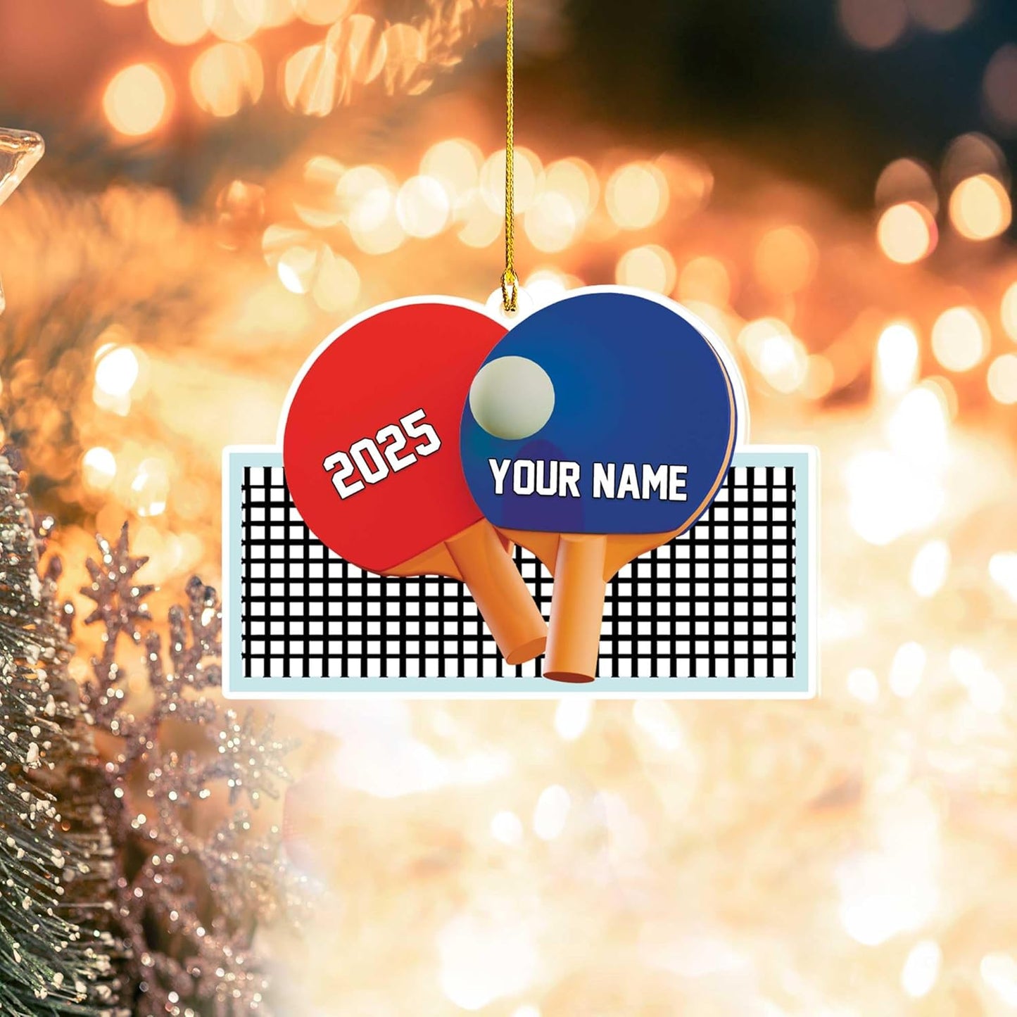 Custom Table Tennis Ornament – Personalized Acrylic 2D Flat Ping Pong Christmas Gift for Athletes TT14