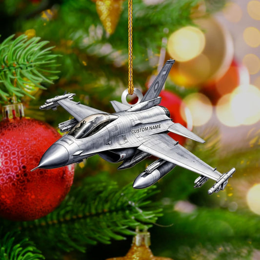 Custom Name Pilot Jet Christmas Ornament Style 3