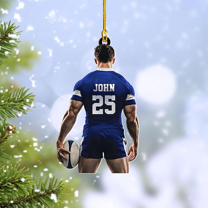 Personalized Rugby Player Christmas Gift for Sports Lovers - Rugby Ornament LL5