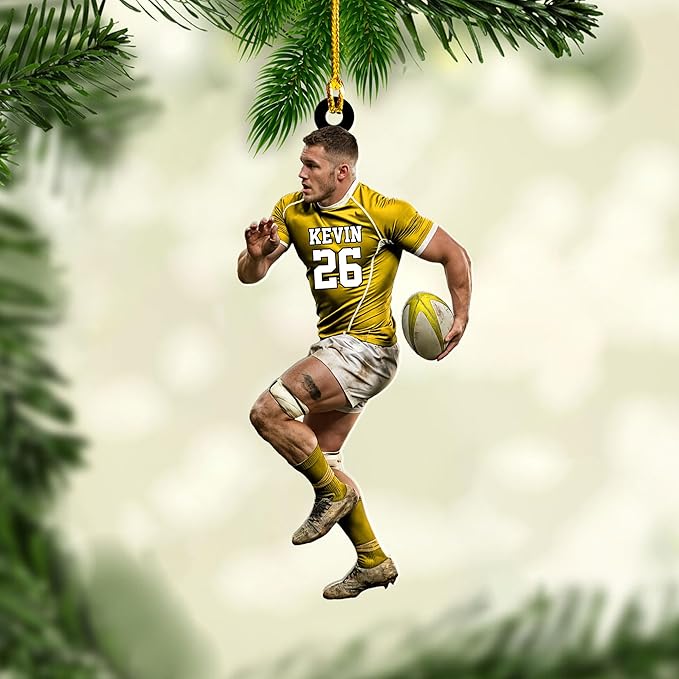 Personalized Rugby Player Christmas Gift for Sports Lovers - Rugby Ornament LL11