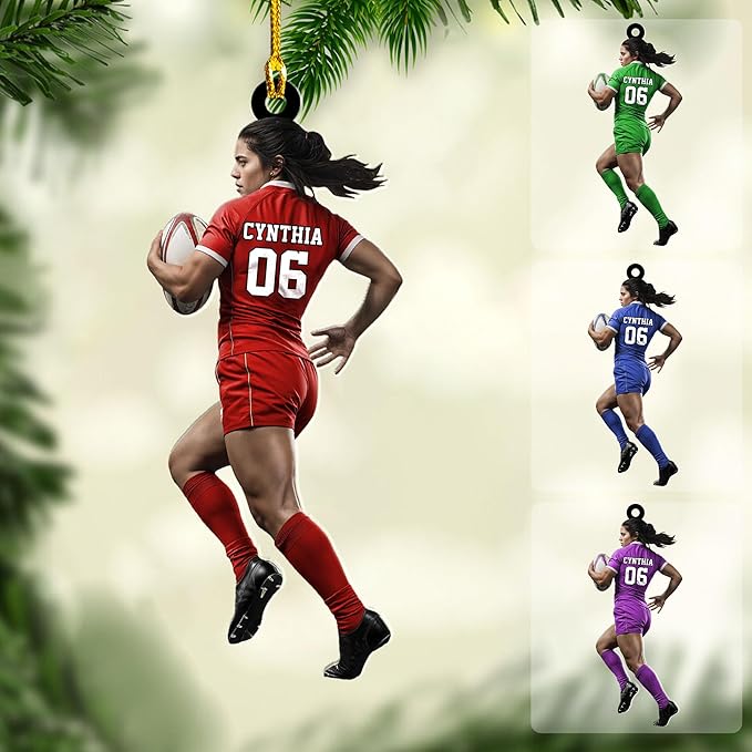 Personalized Rugby Player Christmas Gift for Sports Lovers - Rugby Ornament LL9