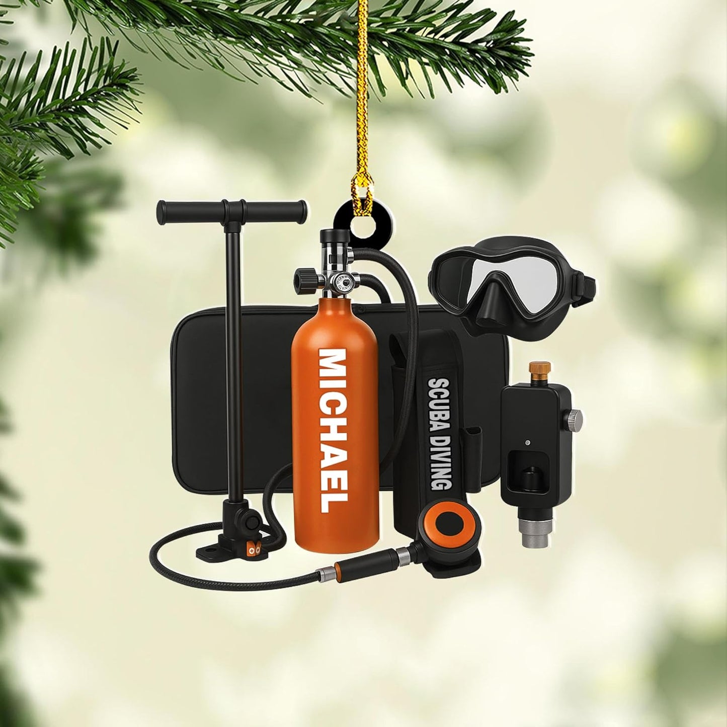 Custom Scuba Diver Ornament – Personalized Acrylic Christmas Tree Decoration, Gift for Divers and Swimmers TSD23