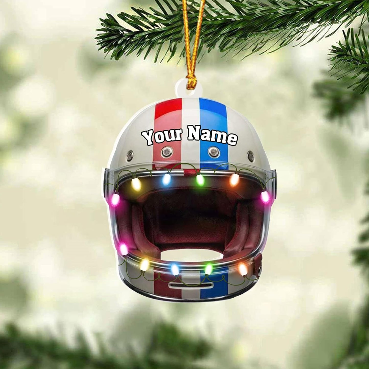 Personalized Helmet Drag Racing Christmas Ornament - Custom Acrylic Hot Rod Engine Gift, Racecar Holiday Tree Keepsake TDR11