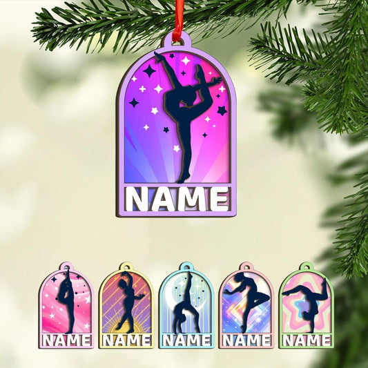 Personalized Name Gymnastics Ornament 2025, Girl Gymnast Ornaments, Wood Ornament for Xmas C08