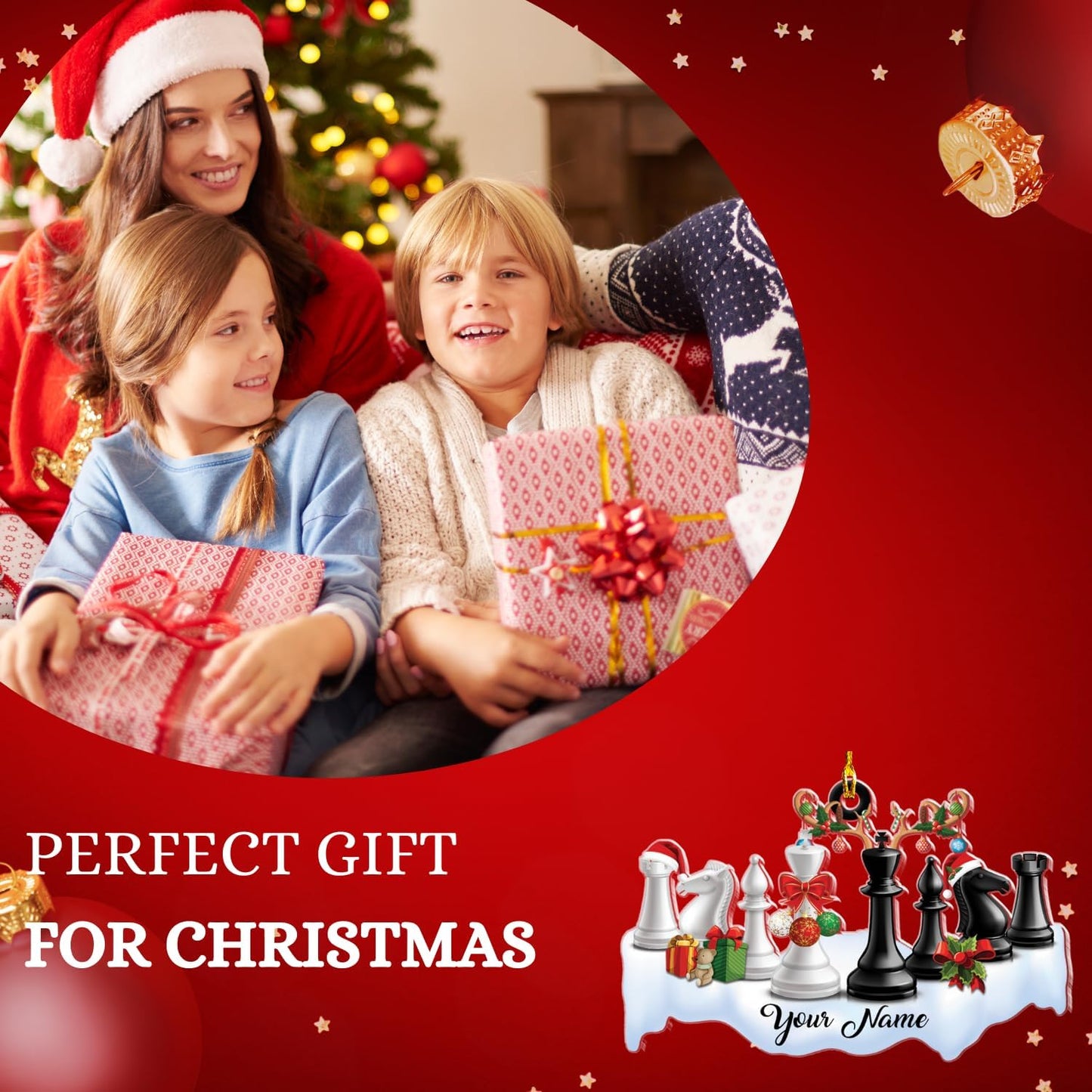 Personalized Name Chess Ornament Gift for Men Women Chess Team Player N01