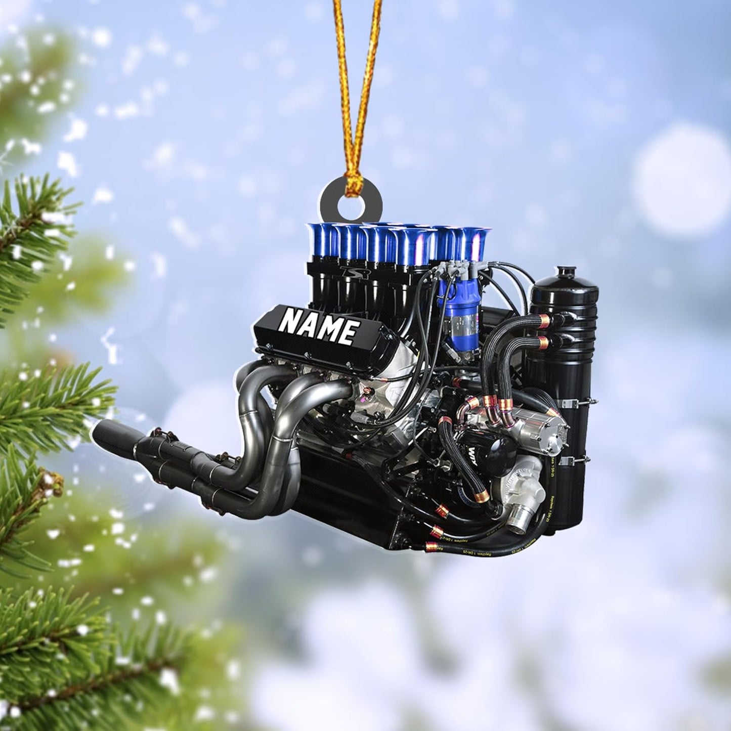 Personalized Racing Car Ornament – Custom Acrylic Drag Racing Christmas Decoration, Gift for Car Lovers and Drivers TR25