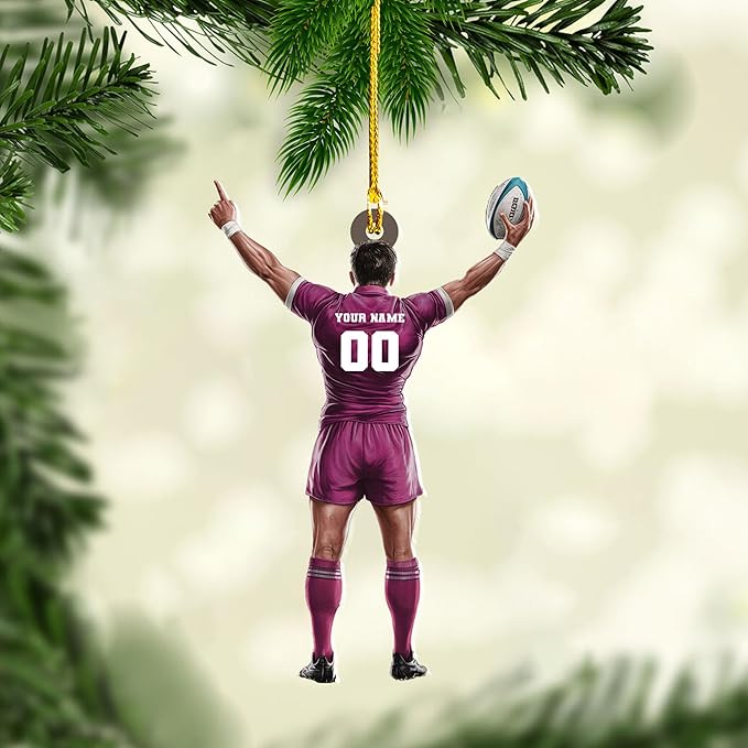 Personalized Rugby Player Christmas Gift for Sports Lovers - Rugby Ornament LL30