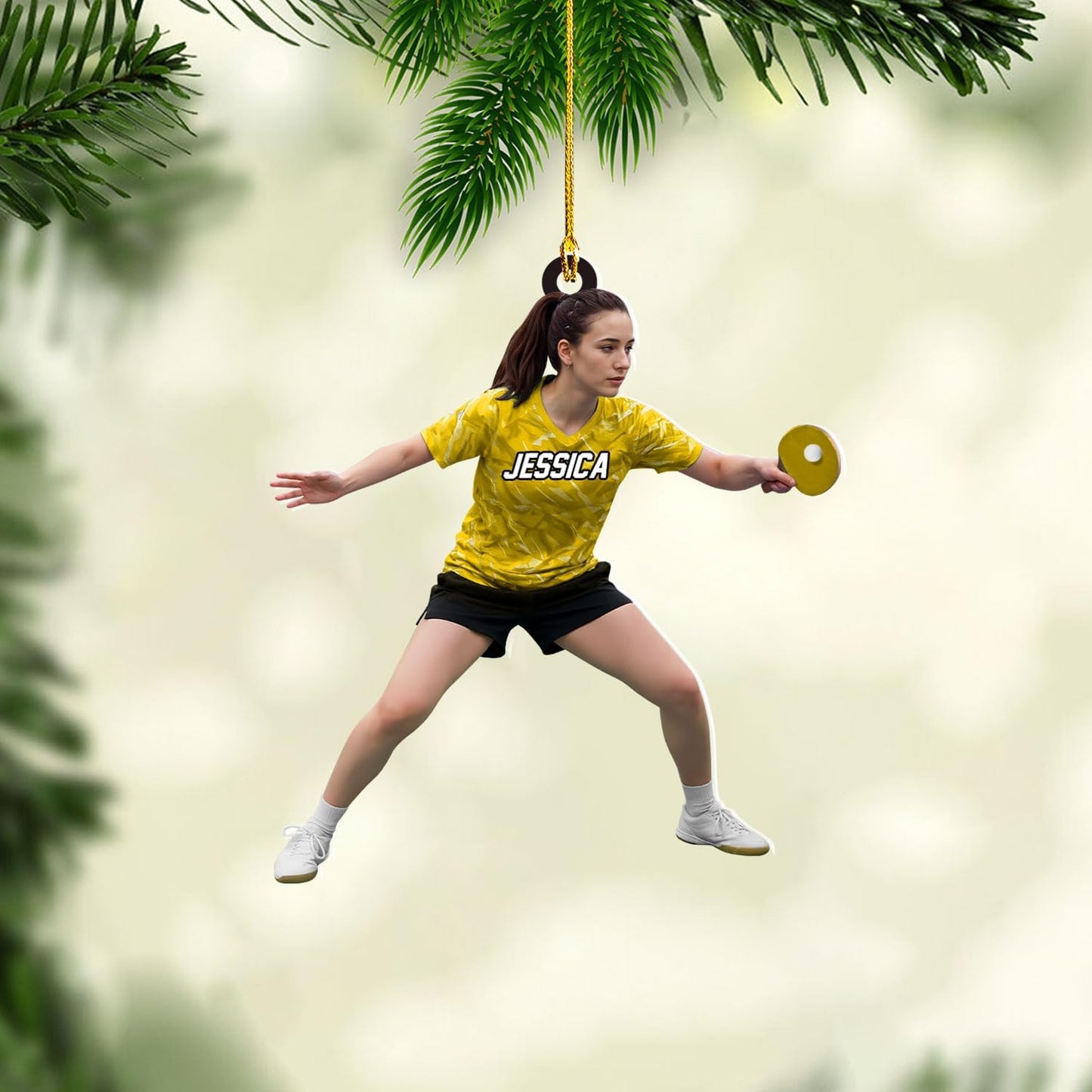 Personalized Ping Pong Ornament – Custom Acrylic 2D Flat Table Tennis Christmas Gift, Sport Holiday Tree Decoration TT9