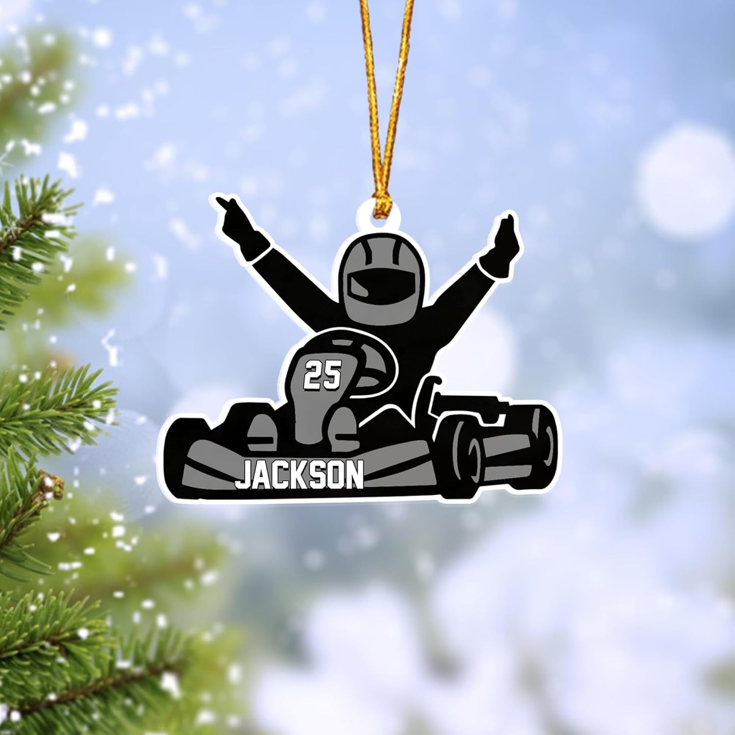 Personalized Racing Car Ornament – Custom Acrylic Drag Racing Christmas Decoration, Gift for Car Lovers and Drivers TR26