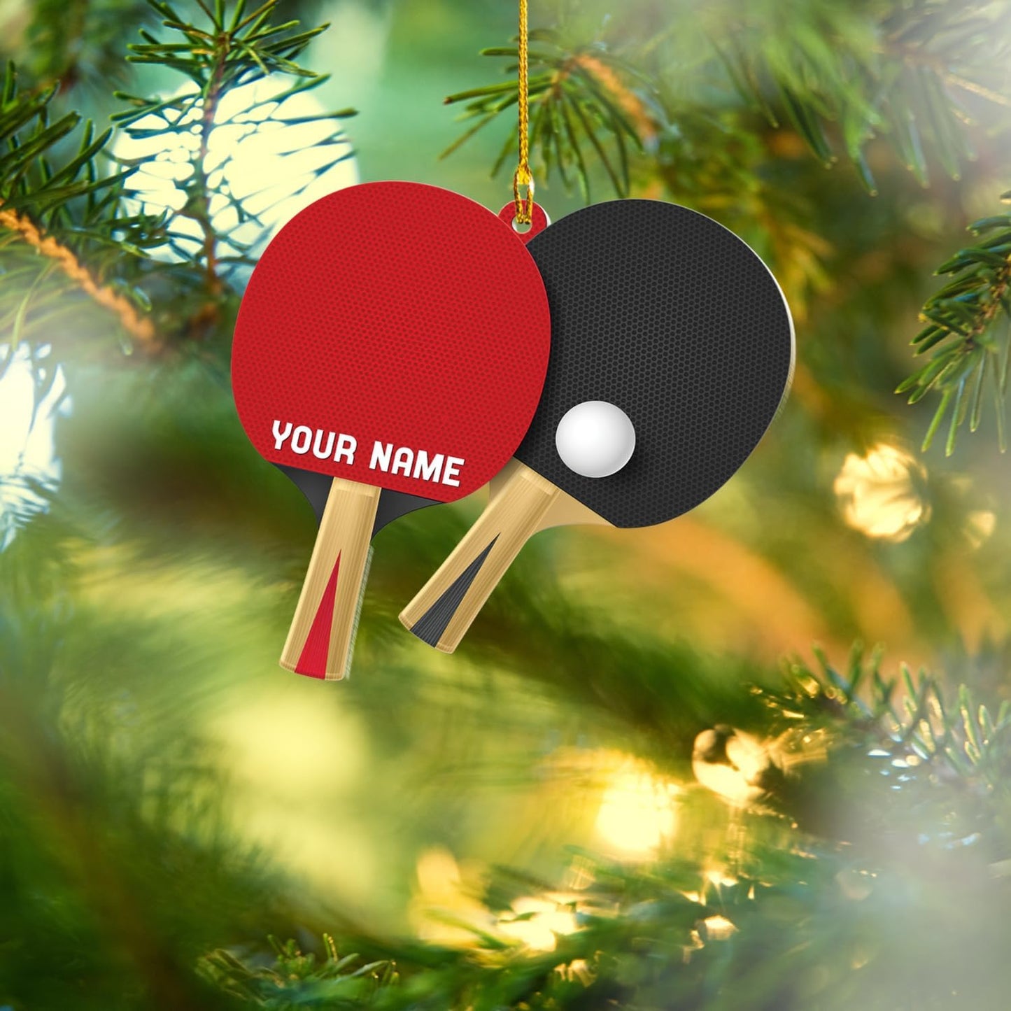 Custom Ping Pong Christmas Ornament – Personalized Acrylic Table Tennis Gift, Sport Holiday Tree Decoration, Flat 2D Design TT11