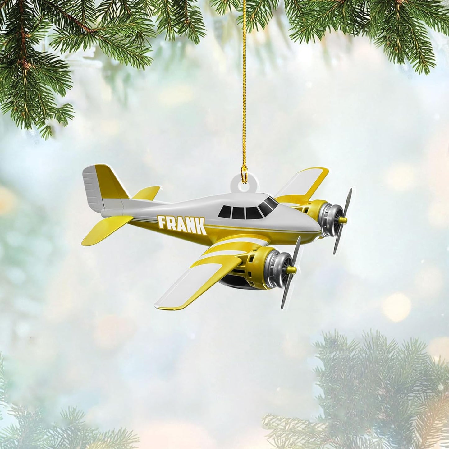 Personalized Twin Engine Airplane Pilot Christmas Ornament