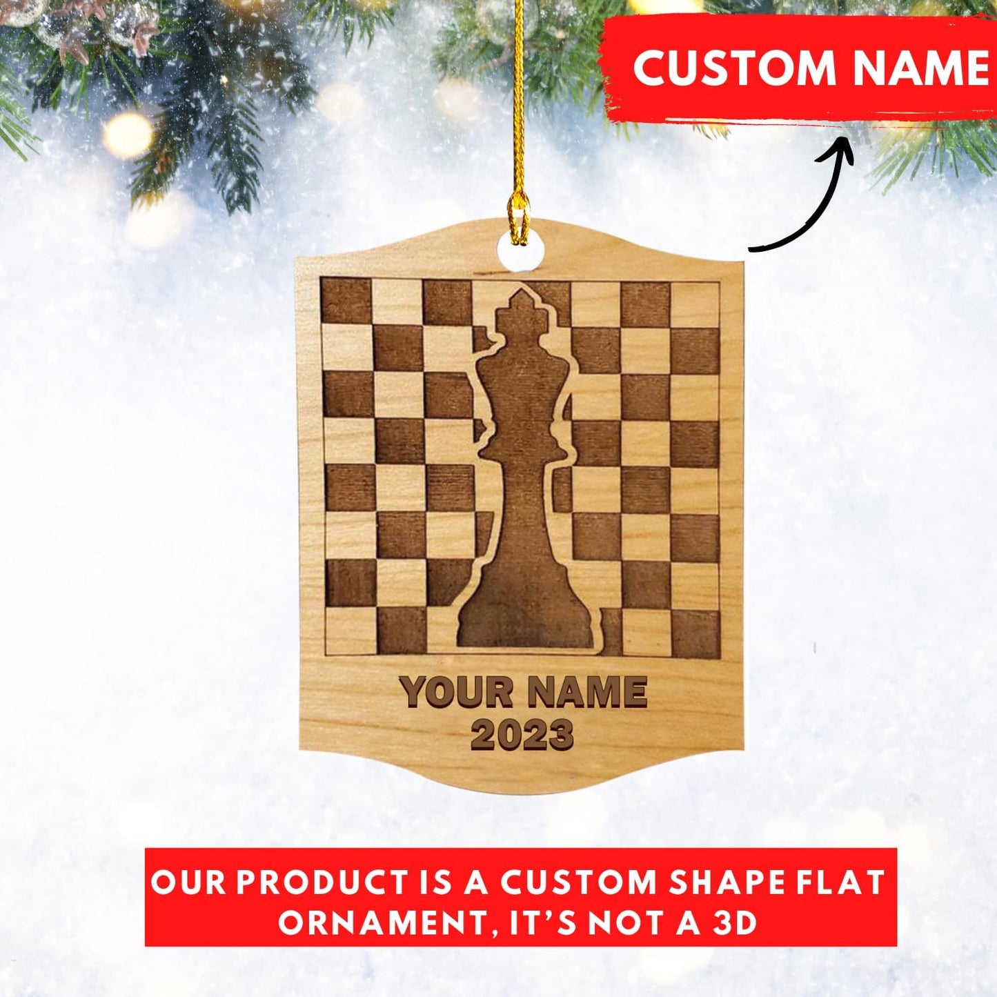 Personalized Name Chess Ornament Gift for Men Women Chess Team Player N13