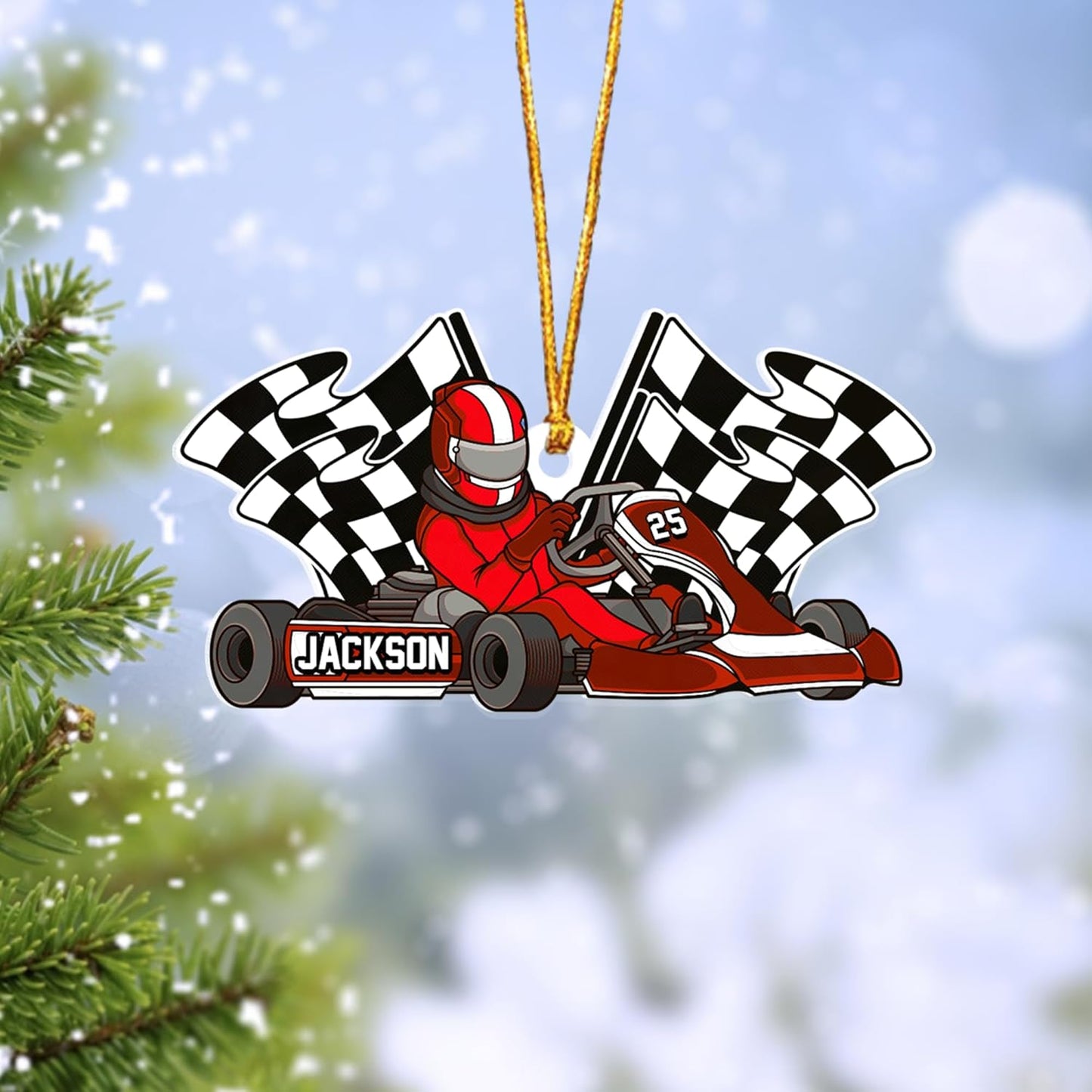 Personalized Racing Car Ornament – Custom Acrylic Drag Racing Christmas Decoration, Gift for Car Lovers and Drivers TR27
