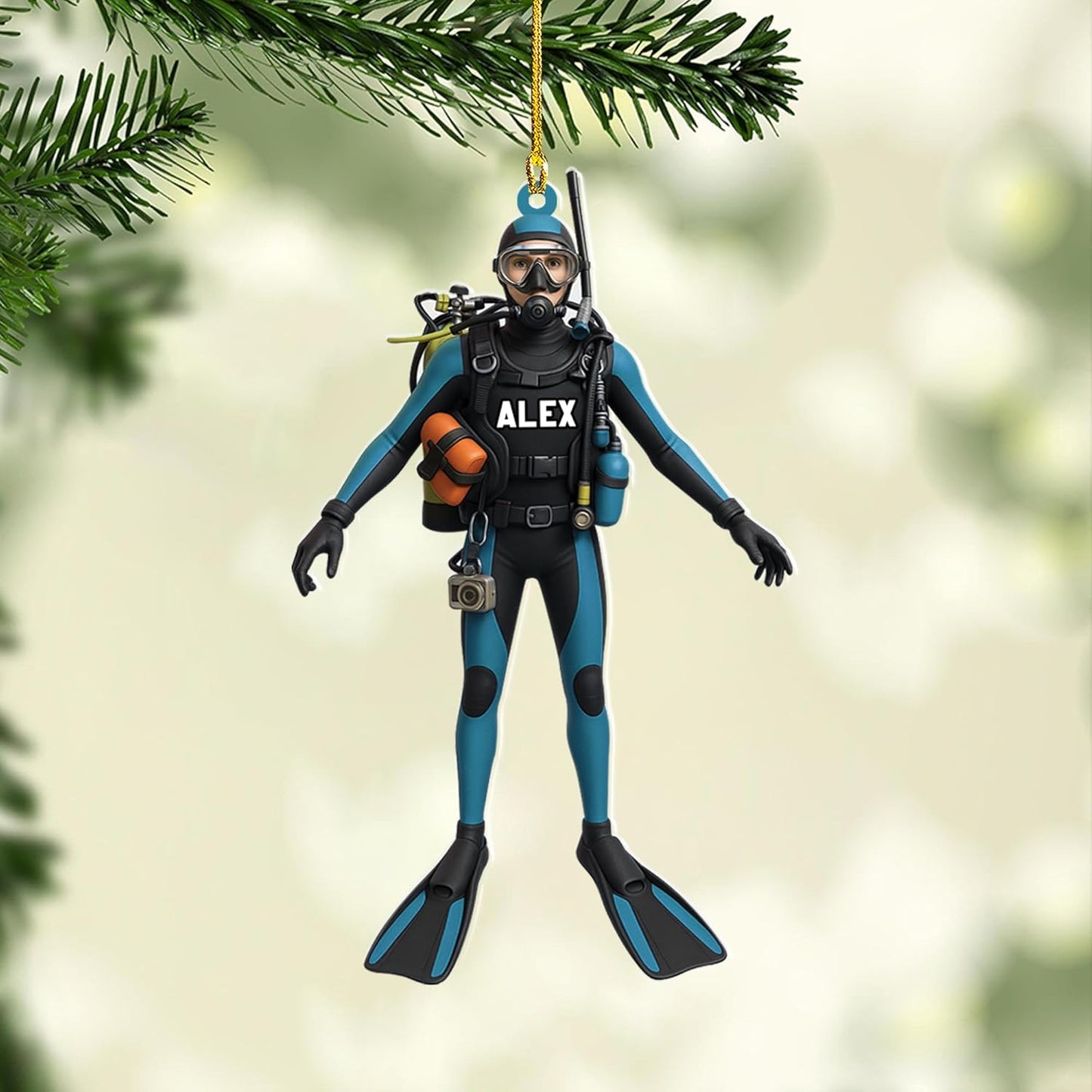Custom Scuba Diver Ornament – Personalized Acrylic Christmas Tree Decoration, Gift for Divers and Swimmers TSD25