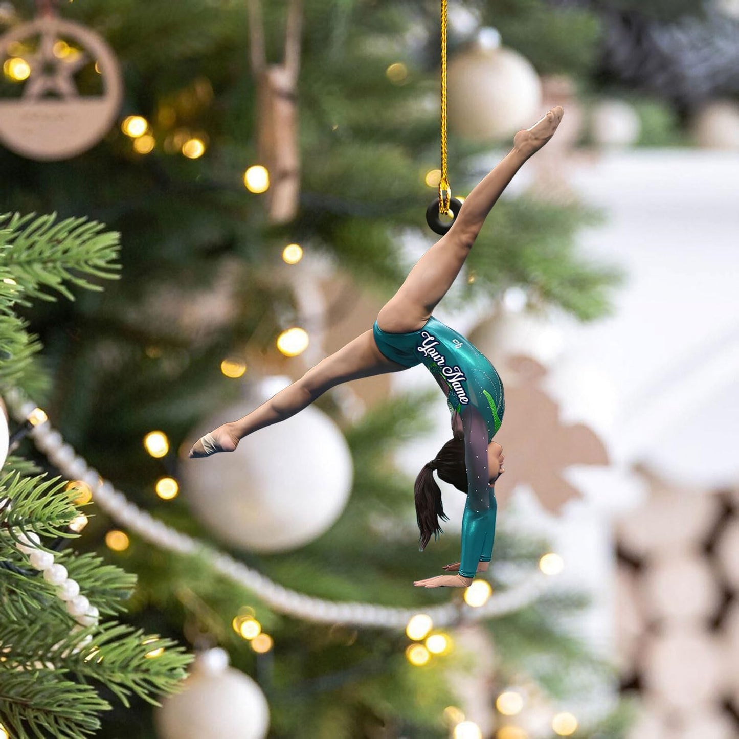 Personalized Name Gymnastics Ornament 2025, Girl Gymnast Ornaments, Wood Ornament for Xmas C06