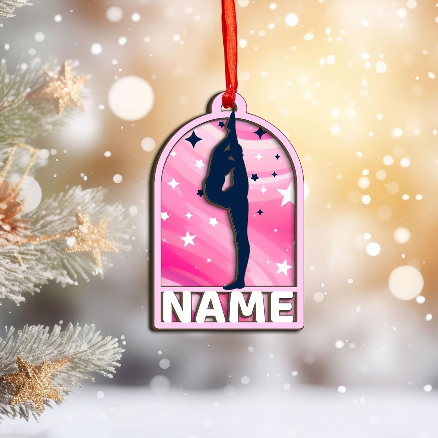 Personalized Name Gymnastics Ornament 2025, Girl Gymnast Ornaments, Wood Ornament for Xmas C08
