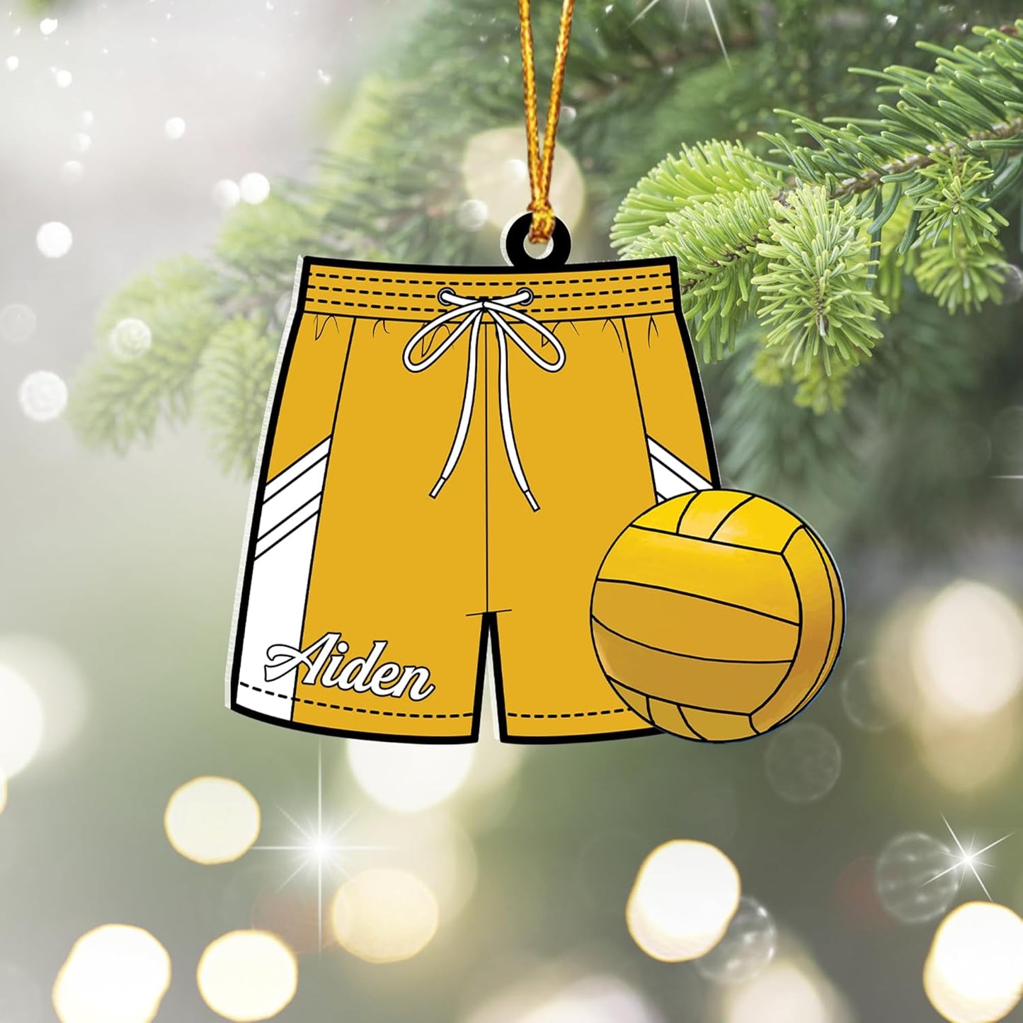 Custom Name Water Polo Ball Christmas Ornament – Personalized Water Polo Ball Ornament, Sport Holiday Tree Decoration, Gift for Water Polo Players TW4