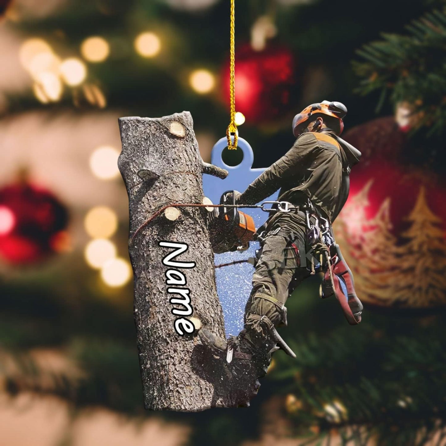 Personalized Arborist Ornament – Lumberjack Carpenter Christmas Ornament Style 2