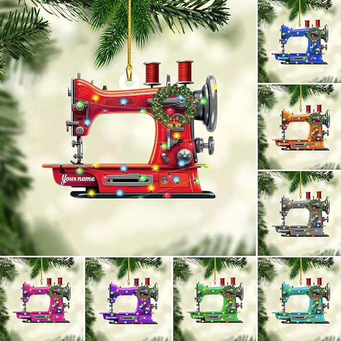 Personalized Sewing Machine Ornament - Custom Christmas Gift for Sewing Lovers LL11