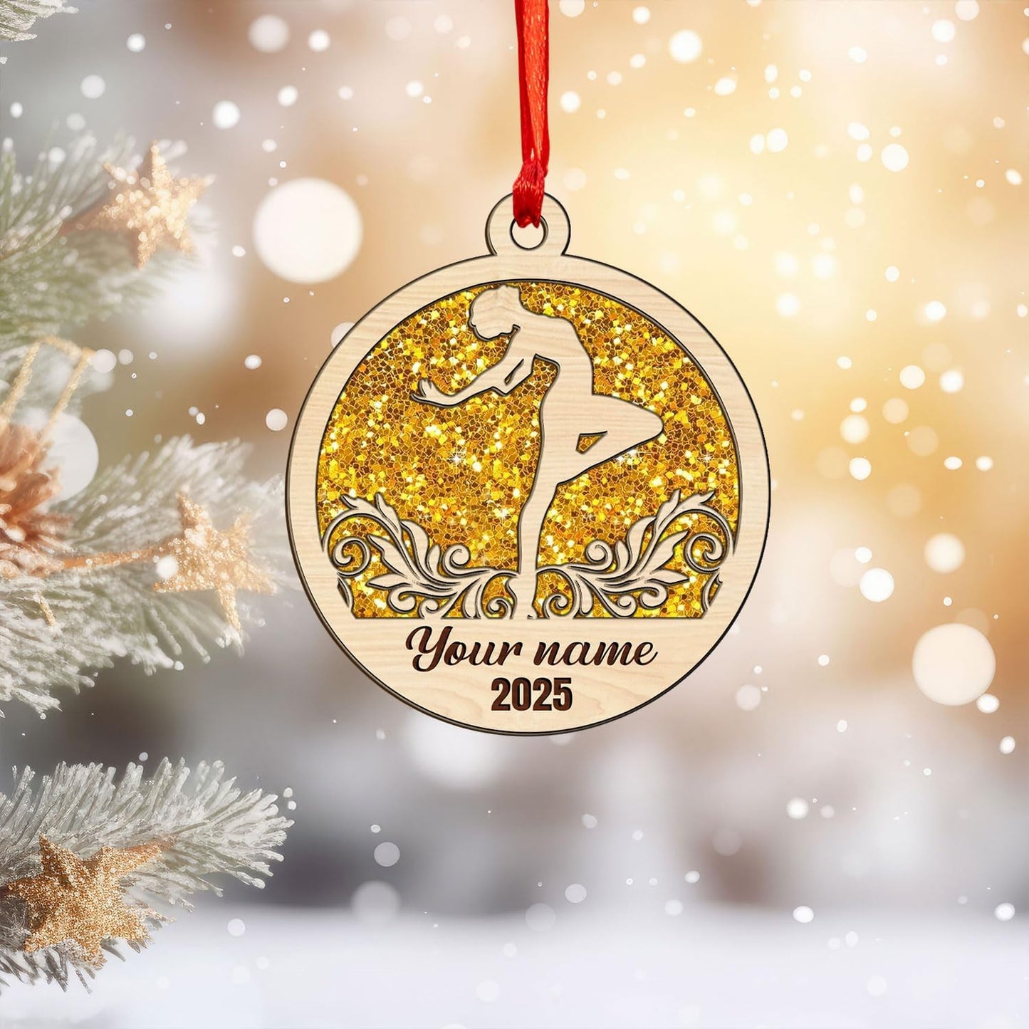 Personalized Name Gymnastics Ornament 2025, Girl Gymnast Ornaments  for Xmas C12