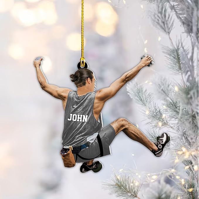 Custom Climbing Ornament - Custom Rock Climber Christmas Gift for Mountaineers LL13