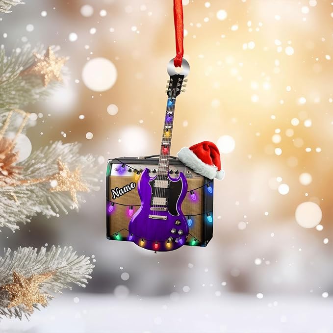 Custom Electric and Acoustic Guitar Christmas Ornament - Guitar Ornament Gift LL20