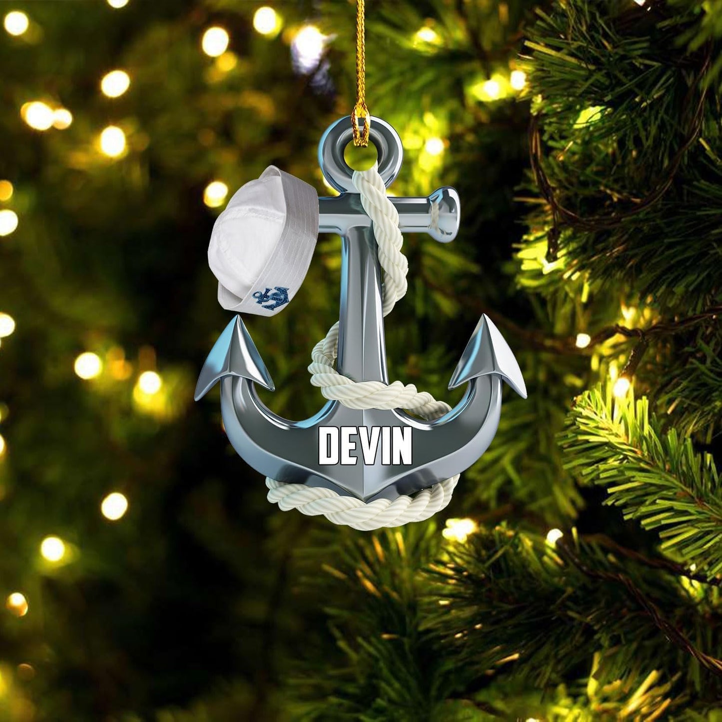 Custom Name Sailor Ornament – Personalized Captain Acrylic Sailing Ornament, Nautical Christmas Tree Decoration for Navy Lovers TS26