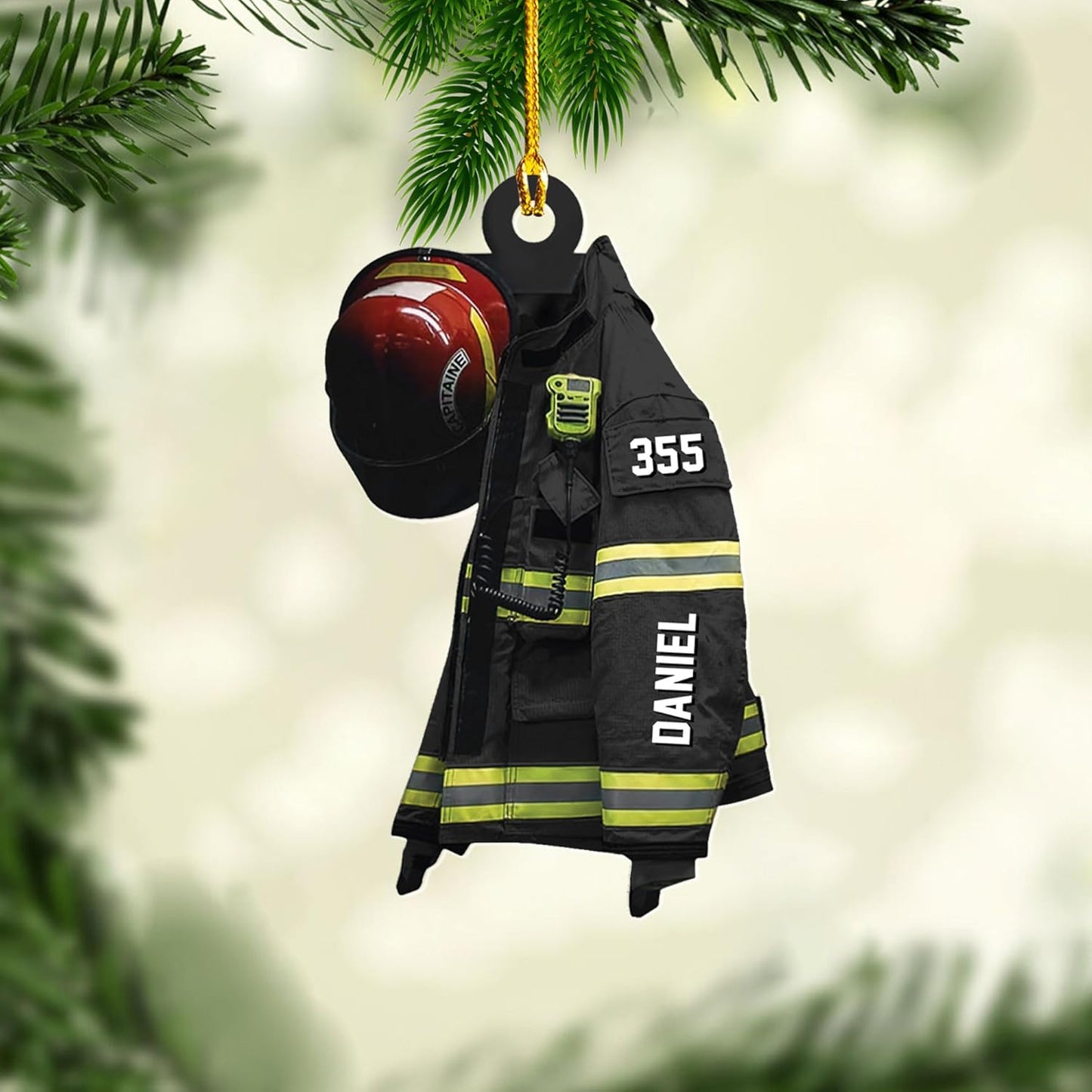 Personalized Firefighter Uniform Christmas Ornament Style 15
