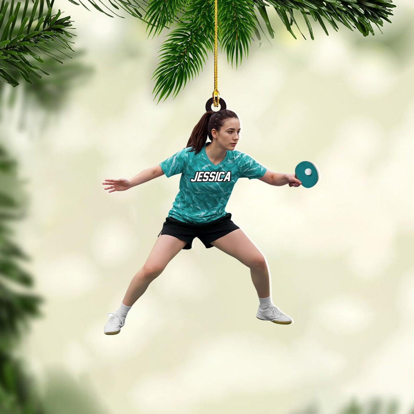 Personalized Ping Pong Ornament – Custom Acrylic 2D Flat Table Tennis Christmas Gift, Sport Holiday Tree Decoration TT9