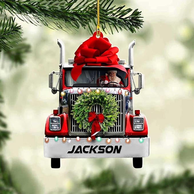 Customized Semi Truck Christmas Decor - Truck Driver Ornament Gift L18
