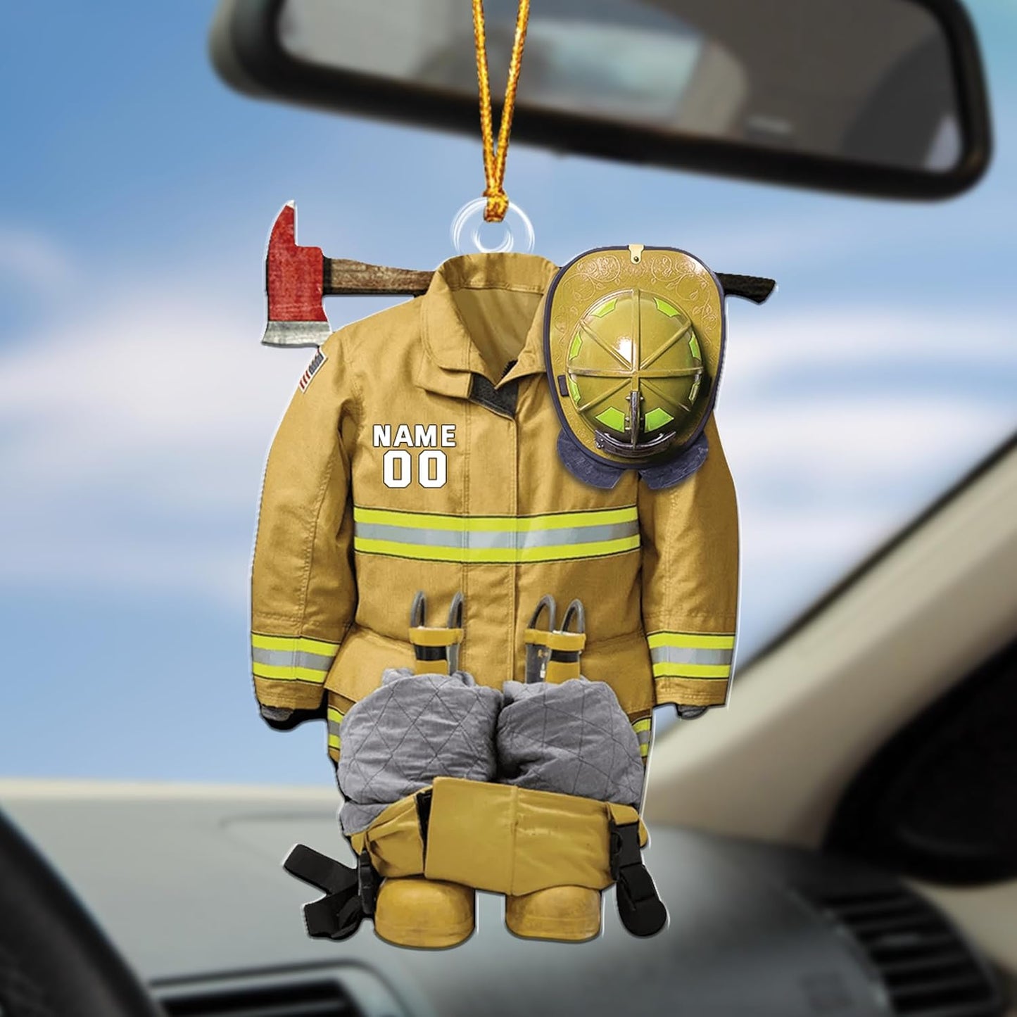 Personalized Firefighter Uniform Christmas Ornament Style 3