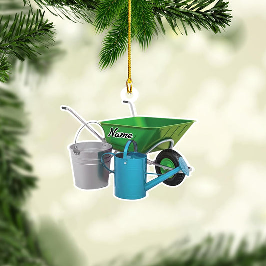 Personalized Gardening Acrylic Ornament – Custom Name Garden Tools Christmas Tree Decoration for Gardeners & Plant Lovers TG1