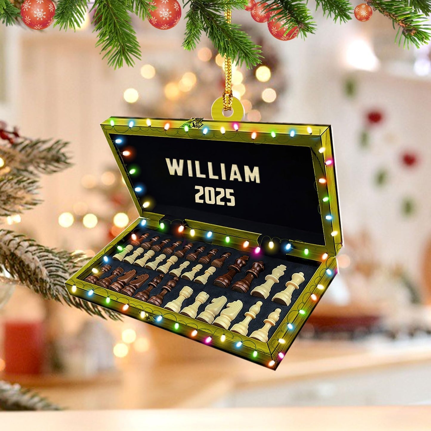 Personalized Name Chess Ornament Gift for Men Women Chess Team Player N21