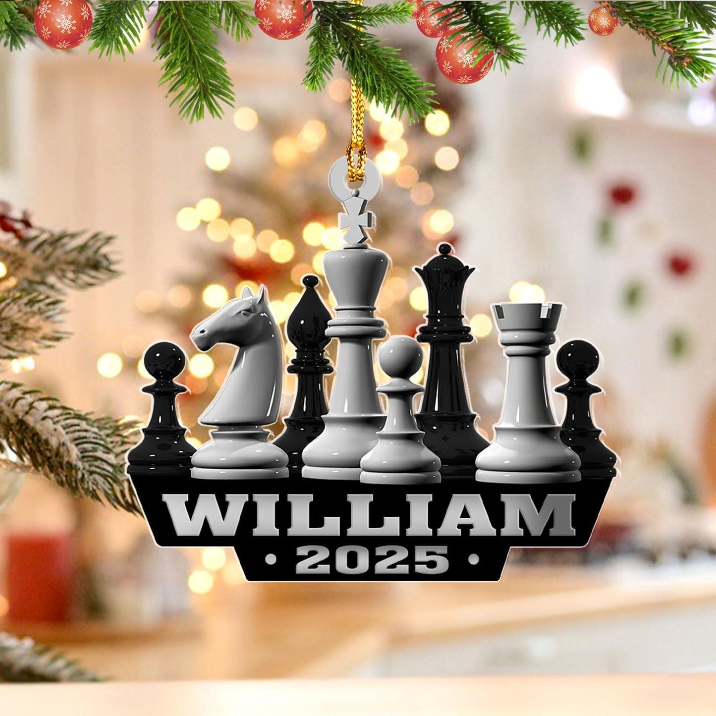 Personalized Name Chess Ornament Gift for Men Women Chess Team Player N14