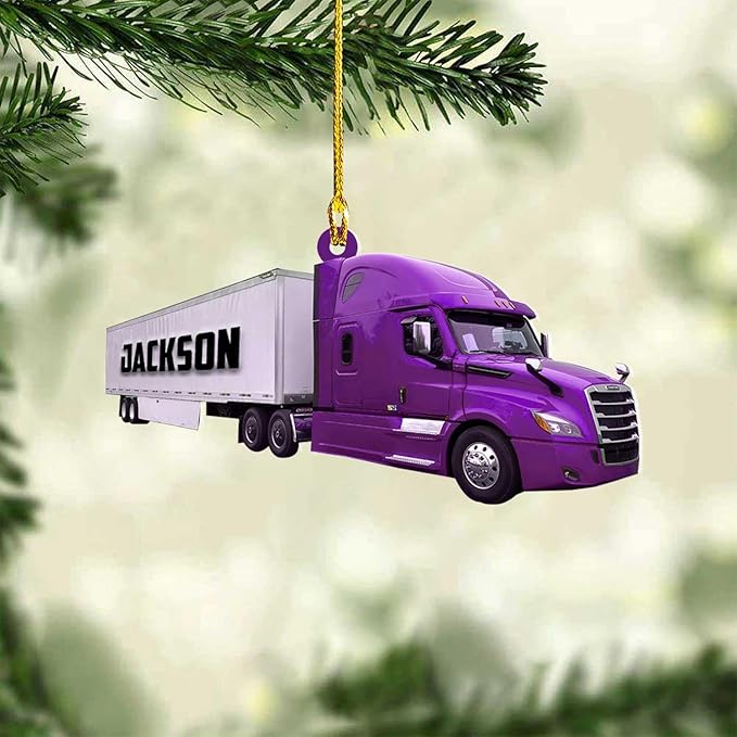 Personalized Semi Truck Christmas Decor - Truck Driver Ornament Gift L10