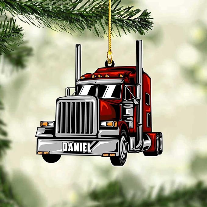 Personalized Semi Truck Christmas Decor - Truck Driver Ornament Gift L4