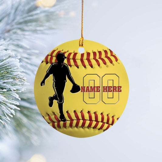 Personalized Softball Ornament – Custom Sports Christmas Tree C21