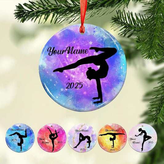 Personalized Name Gymnastics Ornament 2025, Girl Gymnast Ornaments, Wood Ornament for Xmas C07