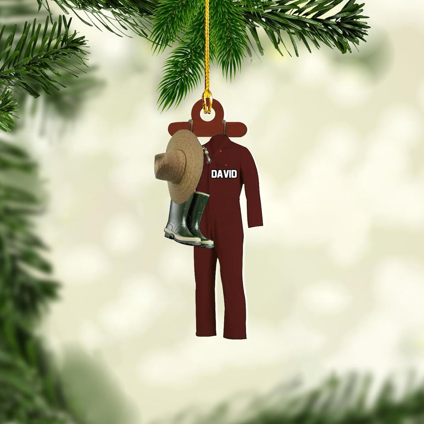 Personalized Gardening Acrylic Ornament – Custom Name Garden Tools Christmas Tree Decoration for Gardeners & Plant Lovers TG12