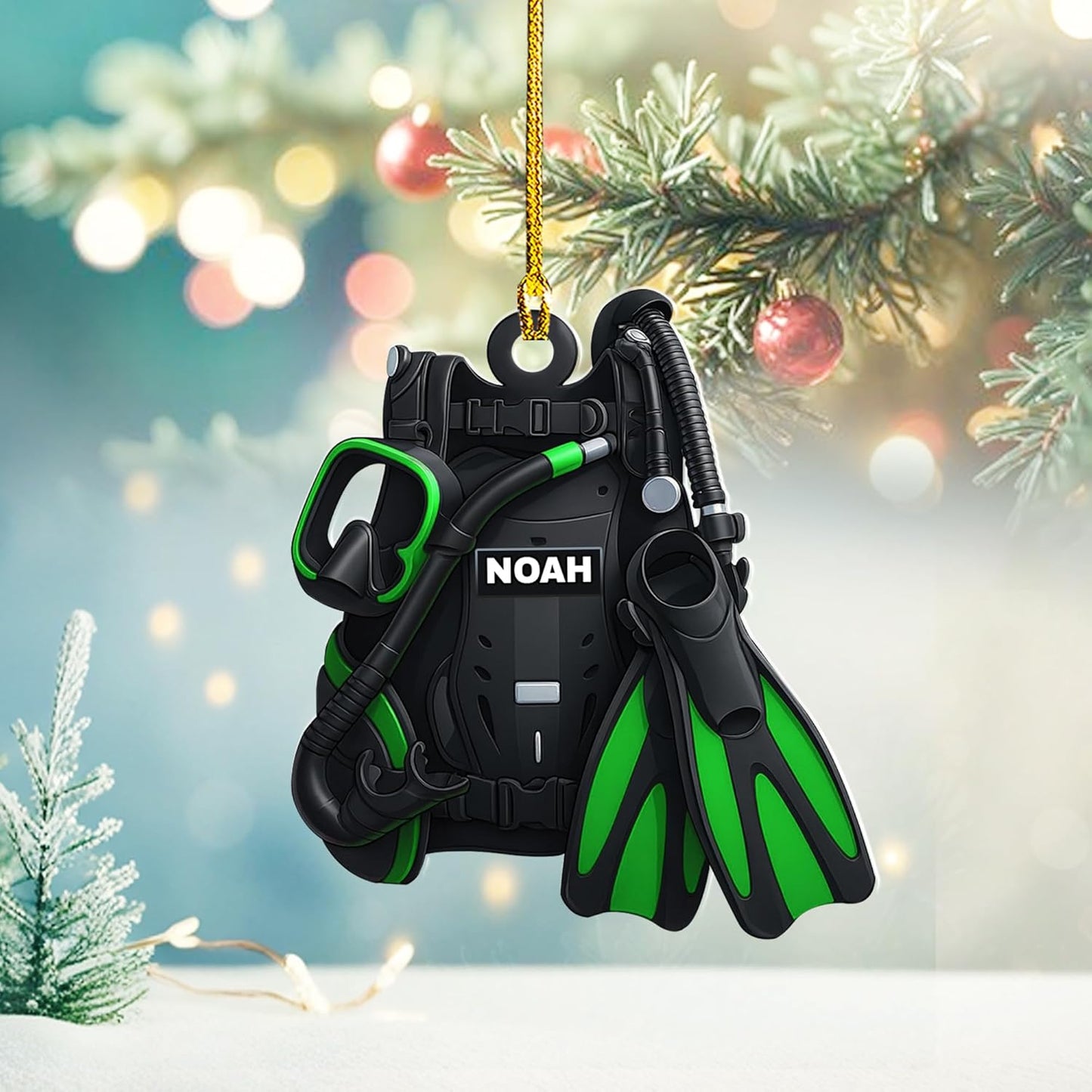 Custom Scuba Diver Ornament – Personalized Acrylic Christmas Tree Decoration, Gift for Divers and Swimmers TSD24