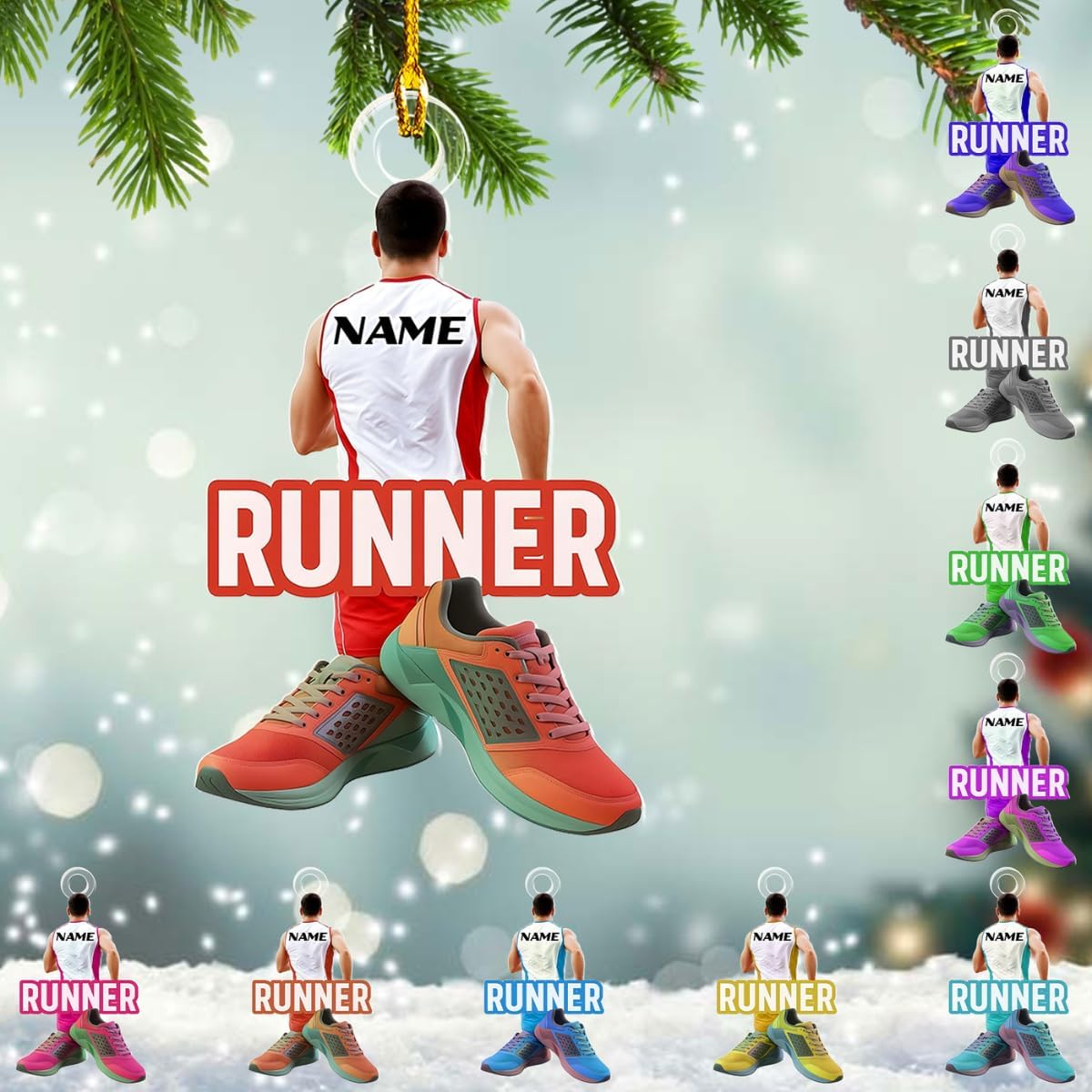 Custom Running 2D Flat Ornament – Personalized Marathon Acrylic Gift, Athlete Christmas Decoration TM7