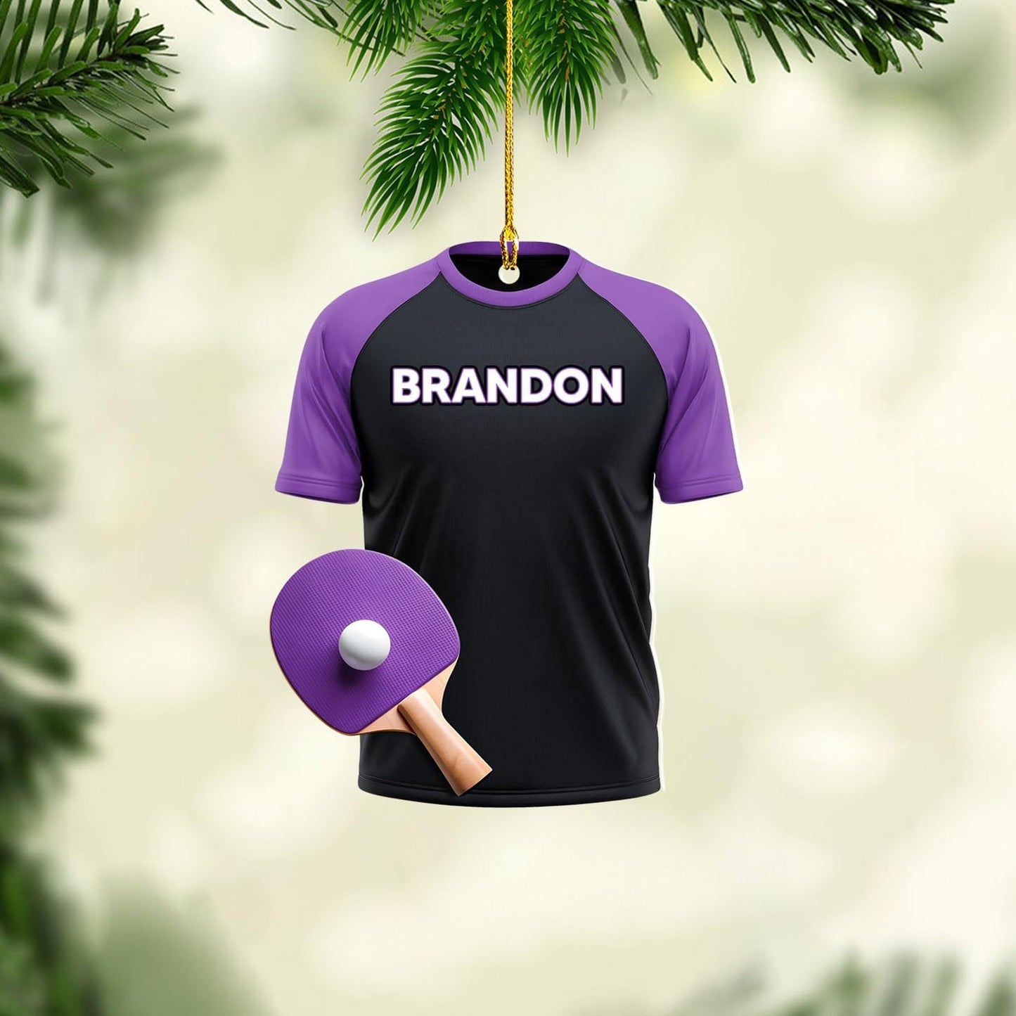 Custom Name Table Tennis Ornament – Personalized Ping Pong Acrylic Christmas Decoration, 2D Flat Player Gift for Sport Lovers TT10